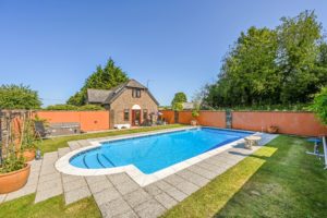 The outdoor pool area